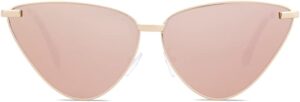 SOJOS Cateye Sunglasses for Women Fashion Retro Vintage Narrow Clout Goggles Metal Frame